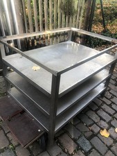 Gastronomie-Küchenunterstelltisch  mit 3 Fachböden für Küchengeräte, Edelstahl 