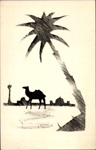 Handgemalt litho palme - handgemalt, palme,