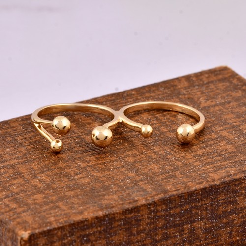Gold doppel finger ring - gold, kugel