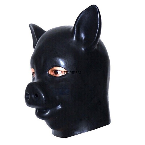 Schwarze latex schwein haube - latex,