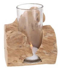 Wandvase, Kerzenleuchter aus Wurzelholz  mit Glase - Model 2 - 14*12*9 cm