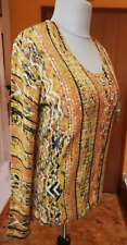 Ovanti Twin Set Cardigan Strickjacke Top Gr.40 Viskose Mix Grafisch orange gelb
