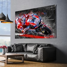 Leinwandbild Andrea Dovizioso Poster Wandbild MotoGP Kunstdruck Motorrad BILDER