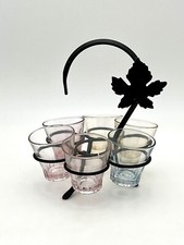 vintage Schnapsgläser Set bunt im Ständer Mid Century Retro Gläser