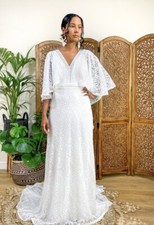 Boho spitzen brautkleid - spitzen, cape