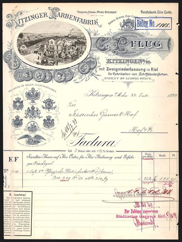 Rechnung kitzingen 1899 - a.,