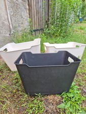 3 Aufbewahrungskisten Aufbewahrungsbox mit Griffen Grau Weiß Kunststoff Kiste