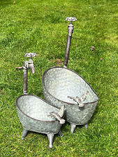 2er SET Zinkwanne Blumentopf