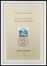 BRD BUND ETB ERSTTAGSBLATT 1991/42 TAG DER BRIEFMARKE POSTBOTE SPREEWALD NACHEN