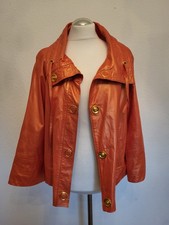 Extravagante Lederjacke Mondial Orange gold Gr. 36 S NEU Italy