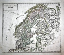 ca. 1800 Schweden Sverige Norway Norwegen Karte map Kupferstich engraving