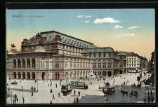 Wien I., K. K. Hofoper mit Strassenbahn, Ansichtskarte 1912 