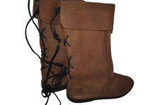 Mittelalter Stiefel Wildleder Größe 39,0 Leder Hellbraun LARP Cosplay reenactmen