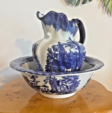 Antikes Viktorianisches Waschset Garnitur  (Krug & Schüssel) aus Keramik