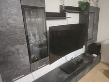 Wohnwand Anbauwand Grau Schwarz Wohnzimmerwand TV Schrank