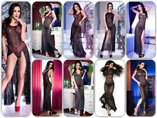 Langes Kleid aus transparenter Spitze Mesh mit sexy Seitenschlitz Gothic Punk