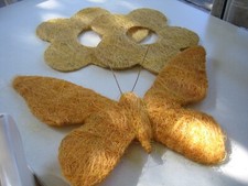 Großer Sisal Deko Schmetterling + 2 Sisal Blumen/Blüten, Deko Frühling Sommer!