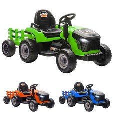 AIYAPLAY Elektrischer Kinder Traktor 3-Gang mit Anhänger, 2 Motor, für 3-8 Jahre