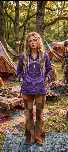 Unisex purple boho - purple,