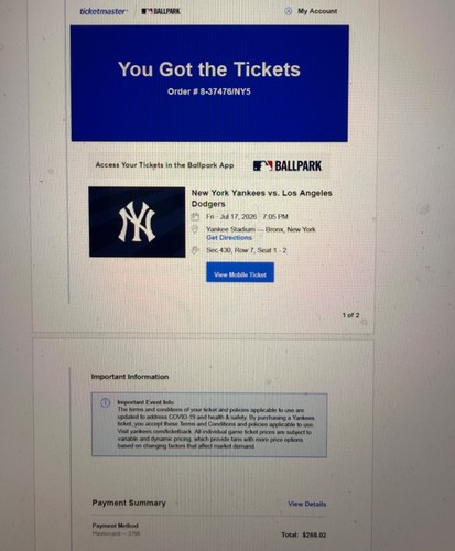 Tickets yankees gegen la - yankees,