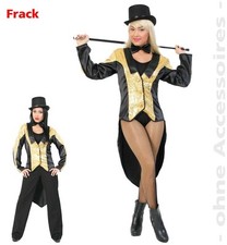 Frack Chic gold/schwarz Kostüm 38-46 Damenfrack Fasching Karneval 1210647G13