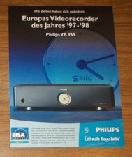 Seltene Werbung PHILIPS Matchline VR 969 - Europas Videorecorder des Jahres 1997