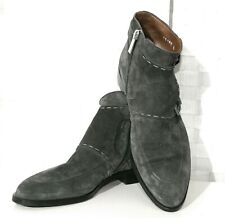 PERTINI ITALY Chelsea BOOTS grau silber Nähte Wild Leder 38 Doppel-Monk-Optik