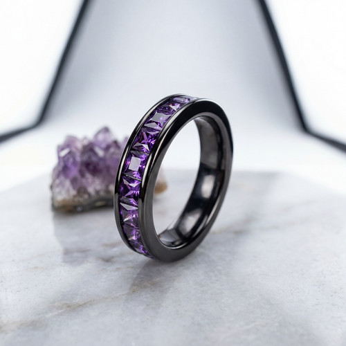 Ring schwarz stein amethyst - stein,