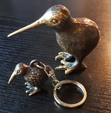 2er SET bronze Metall KIWI ca 10cm Vogel Neuseeland New Zealand Figur NEUSEELAND