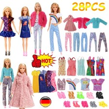 28 Kleider Kleidung Zubehör Set Schuhe Konvolut Minikleider für Barbie Puppe DHL