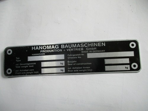 Typenschild schild hanomag - typenschild,