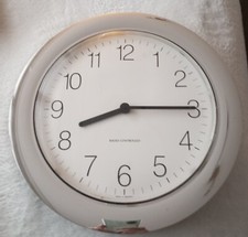 Uhren-Gehäuse Wanduhr Rund D28cm weiß-Chrom / Uhrwerk defekt