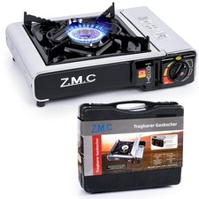 ZMC Edelstahl Campingkocher 1 Flammig Camping Gas Kocher Herd + Gaskartuschen