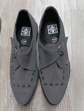 ? T.U.K  Creepers Monk Buckle Gr. 45 NEU! Halbschuhe Rockabilly Grau Wildleder 