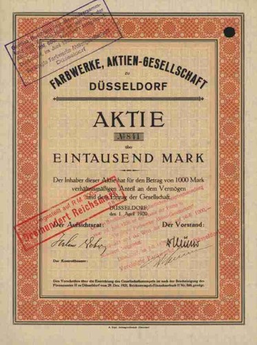 Farbwerke 1920 düsseldorf - ag,