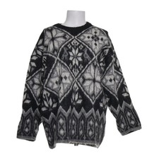 Álafoss, Norwegerpullover, Größe: M, Grau/Schwarz/Weiß, Wolle, Medaillon -3Jt