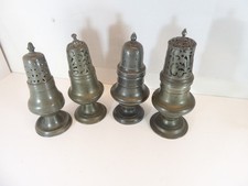 4 antike Zinn Salzstreuer