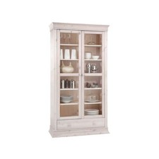 Vitrine Kiefer massiv Landhausstil weiß - Boston