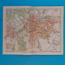  Orig. (1895) Lithographie  Stadtplan Leipzig 