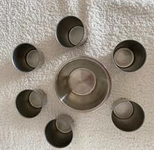 7 Timbal-Förmchen Edelstahl  für Flammeri, Soufflee etc. 6 kleine + 1 große Form