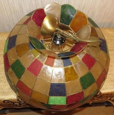 Traumhafte große Hängelampe * Capiz * Messing * bunt * Perlmutt Lampe