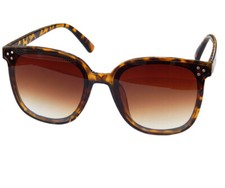 Große Retro Damenbrille Braun Leopard Sonnenbrille Nerd Brille Nieten M 49 