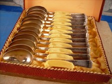 OKA Pyramide 12 x Tee Kaffee Löffel Besteck  90 er Silber für 12 Pers ART DECO