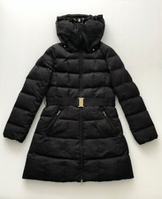 Hallhuber Warmer Daunenmantel Daunenjacke schwarz Gürtel gold Stepp Winter 40