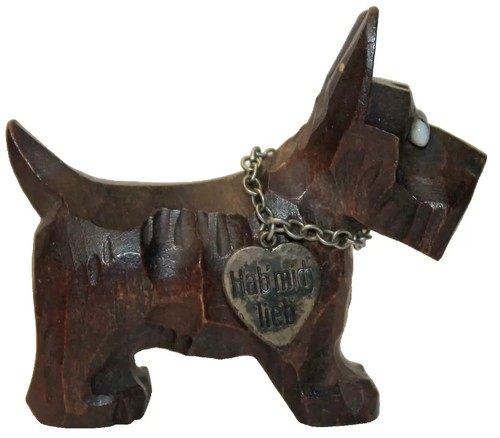 A0368 alte holzfigur hund - -,