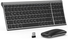 Seenda Tastatur Maus Set Kabellos, Wiederaufladbare Kleine Funktastatur mit Maus