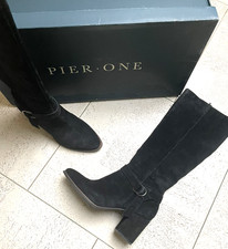 Pier One Wildleder Velour Stiefel schwarz Gr.39