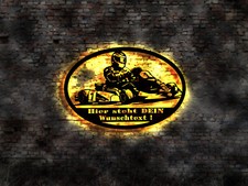 LED Wandschild Cart Kart Rennwagen Art Deco Helm Neon Logo Emblem T-Shirt