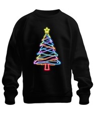 Neon Weihnachtsbaum Leuchtend Bunt Stern Neonlicht Weihnachten Unisex Sweatshirt