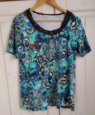 Damen T-Shirt~Canda C&A  Gr. L bunt Rundhals mit gestickter Bordüre